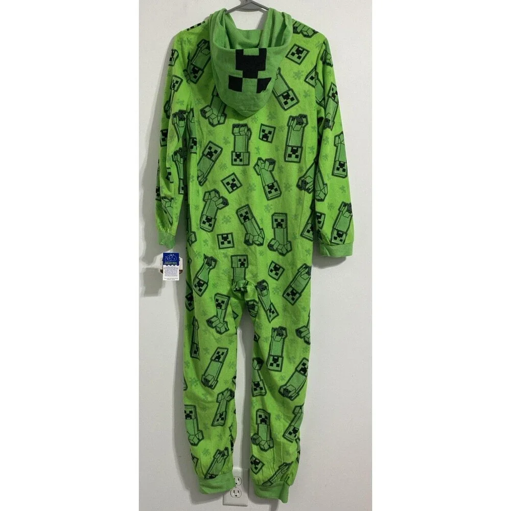MINECRAFT Boys Pajamas 14/16 XL One Piece Union Suit Pjs Halloween Costume NEW